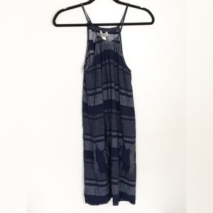 LOFT Linen Navy Striped Summer Dress
